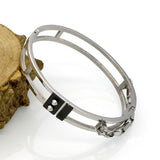 Sleek Street Punk Industrial Cuff Bracelet with two small rivets.