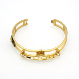 Sleek Street Punk Industrial Cuff Bracelet with two small rivets.