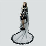 One-Layer Black Bridal Veil
