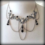 Handmade Crystal Bat Pendant Necklaces