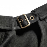 Punk Military Cropped Jacket with suspenders