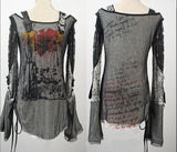 Punk Rock/Gothic Top with Mesh and Grommets