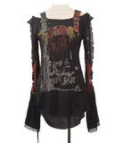 Punk Rock/Gothic Top with Mesh and Grommets