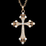 Large Silver Cross Pendant with Crystal Rhinestones