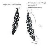 Romantic Goth Rhinestone Long Drop Earrings