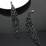 Romantic Goth Rhinestone Long Drop Earrings
