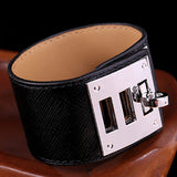 Cool Sleek Wide Punk Leather Cuff Bracelet