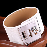 Cool Sleek Wide Punk Leather Cuff Bracelet