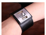 Cool Sleek Wide Punk Leather Cuff Bracelet