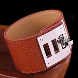 Cool Sleek Wide Punk Leather Cuff Bracelet