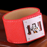 Cool Sleek Wide Punk Leather Cuff Bracelet