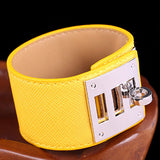 Cool Sleek Wide Punk Leather Cuff Bracelet