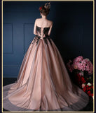 Romantic Black, & Vintage Pink Wedding Dress with Black Tulle and Beading