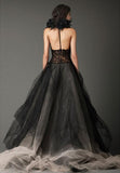 Gothic Sleeveless Halter Tulle Wedding Gown