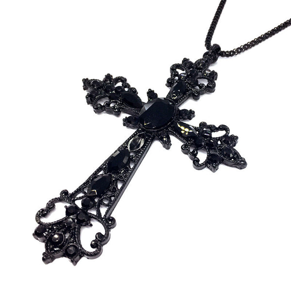 Large Black Vintage Gothic Style Crucifix Pendant