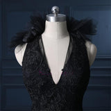 Gothic Sleeveless Halter Tulle Wedding Gown