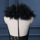 Gothic Sleeveless Halter Tulle Wedding Gown