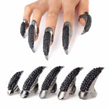 Punk Style Crystal Rhinestone Fake Nails Set