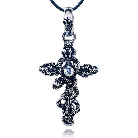 Gothic Snake & Skeleton  Pendant Necklace