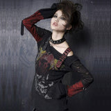 Punk Rock/Gothic Top with Mesh and Grommets