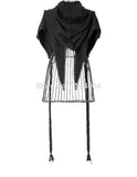 Street Punk / Gothic Black Scarf with Hood - wrap Knit