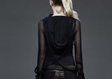 Punk//Gothic Top with meshed long sleeves and hood