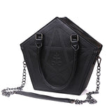 Pentagram shaped Shoulder Handbag with Chain and Pentagram pattern