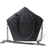 Pentagram shaped Shoulder Handbag with Chain and Pentagram pattern