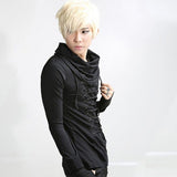 Men's Long sleeved, hip length shirt with accented laced up front.