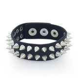 1977 Punk Spiked Rivet Cone Studded Black Leather bracelet