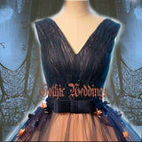 Soft Gothic Sleeveless Lace Up Wedding Dress