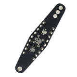 Goth Punk Cuff Bracelet with Spikes Rivet and Skull Details