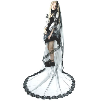 One-Layer Black Bridal Veil