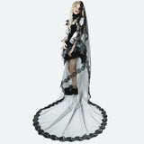 One-Layer Black Bridal Veil