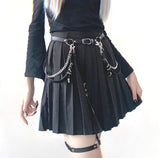 Faux Leather Garter Belt with Chain Hoops