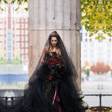 Long Black Wedding Veil  - 1.5, 3, or 5 meters