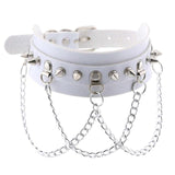 Leather Choker with Chains, Rivets, and Spikes