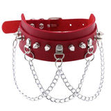 Leather Choker with Chains, Rivets, and Spikes