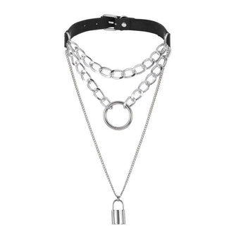 Multilayered Punk Rock Chain Necklace