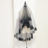 One-Layer Black Bridal Veil