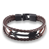 Braided Leather bracelet with Metal Arrow - Silver or Black.