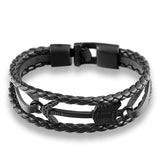 Braided Leather bracelet with Metal Arrow - Silver or Black.