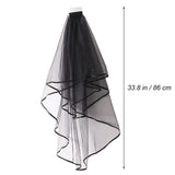 Elegant Black Wedding Veil with Ribbon Edge