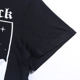 Punk Gothic Loose T-Shirt with Cat/Skull print