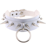 Punk / Gothic Choker Necklace with Silver Metal Spikes