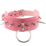 Punk / Gothic Choker Necklace with Silver Metal Spikes