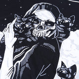 Punk Gothic Loose T-Shirt with Cat/Skull print