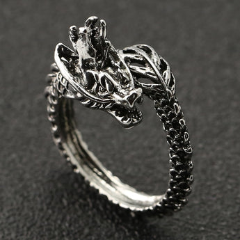 Antique Silver Colored Dragon Ring