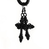 Large Gothic Cross Earrings with Black Rose Detail.