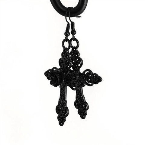 Big Earrings Gothic Cross Earrings For Women Black Red Crystal... Alt Earrings